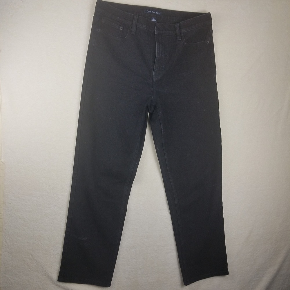 Calvin Klein Jeans Womens 12 Black Straight Leg High Rise Denim Pants Classic